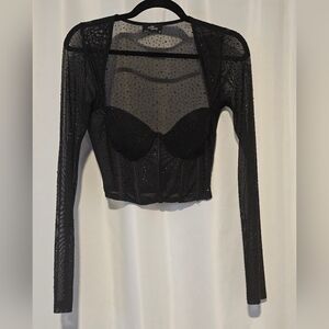 Milk and Honey Mesh Rhinestone Corset Top medium
